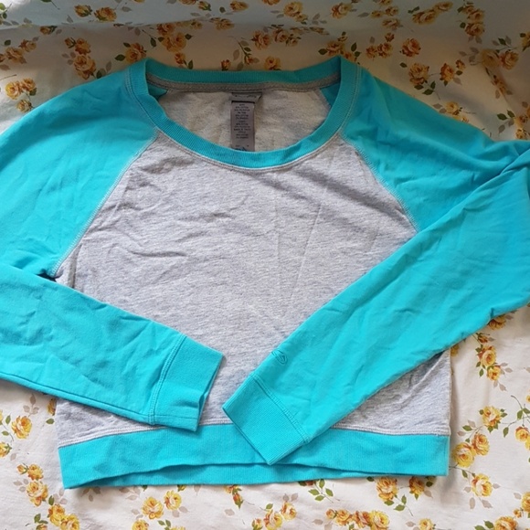 Champion Crop Sweater Raglan Gray and Light Blue - Picture 2 of 3